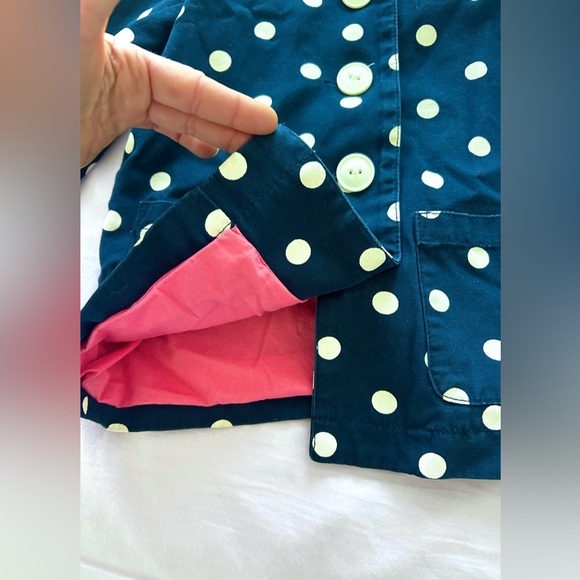 Old Navy Toddler Navy Polka Dot Hooded Cotton Button Front Jacket Pink Lining 4T - Picture 4 of 9